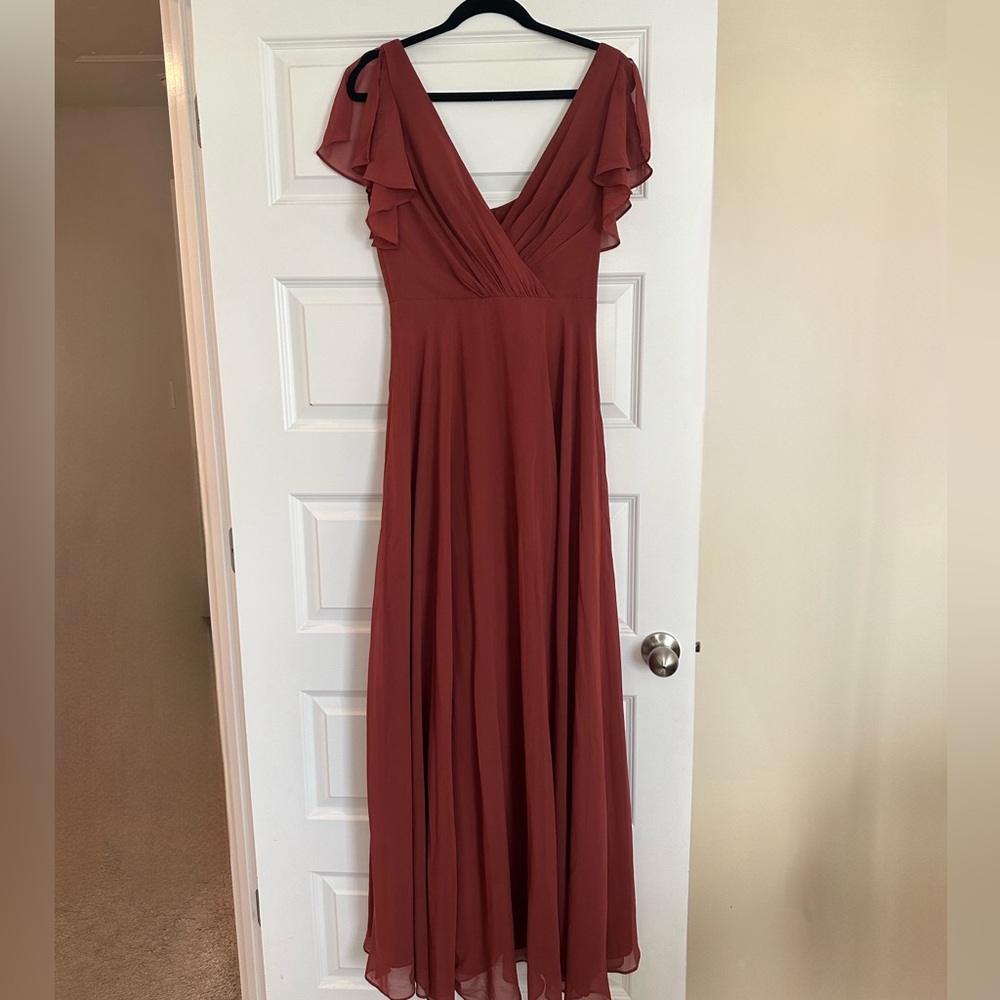 David’s Bridal- Bridesmaid Dress with Flutter Sleeve Full Skirt- Size 4